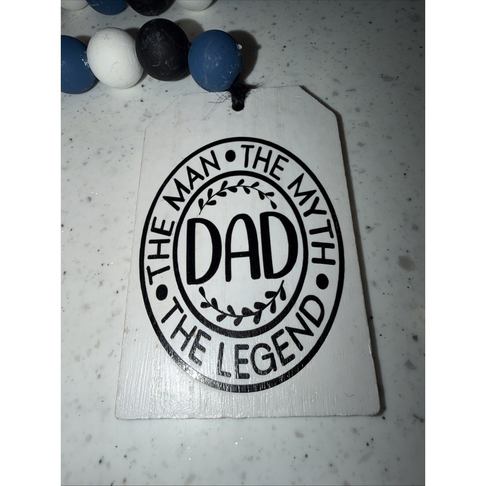 Father's Day Handmade Wood Bead Garland The Man The Myth The Legend Decor Gift